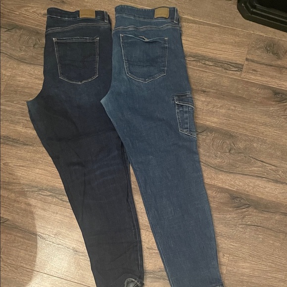American Eagle Outfitters Women's Skinny Jeans - Dark and Medium Blue Bundle 2 - Picture 2 of 8